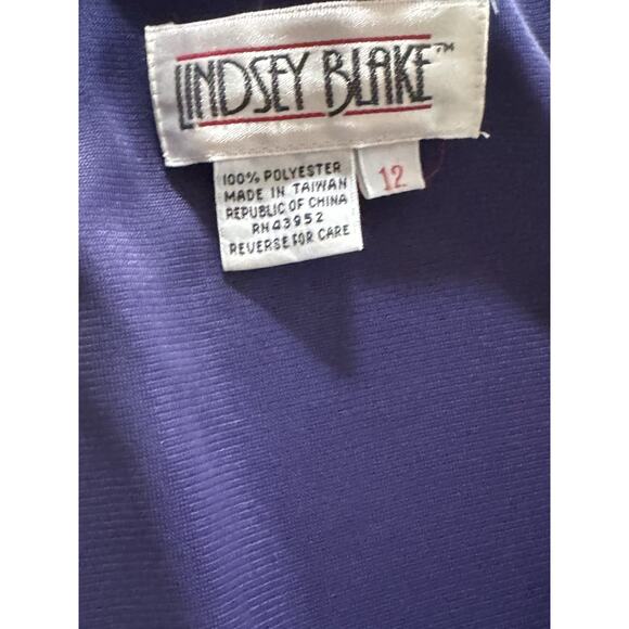 Vintage 80’s Fashion Lindsey Blake Blue Pleated Dress Long Sleeve Size 12 Retro - Picture 4 of 9
